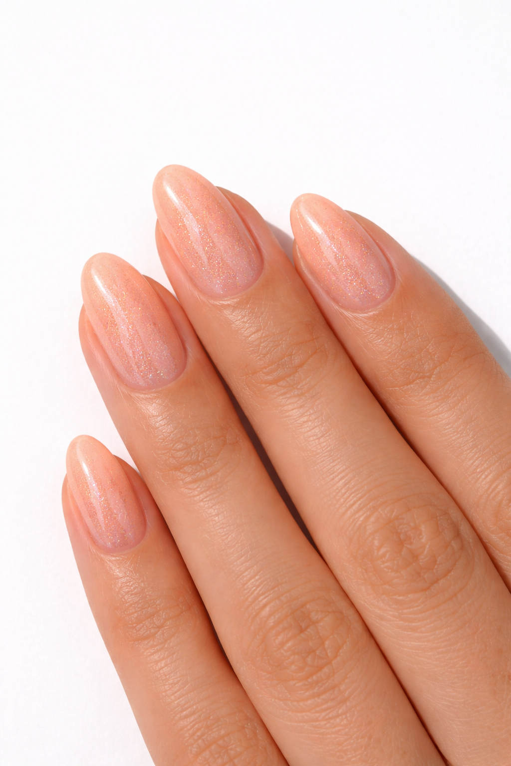 Salmon glitter nails